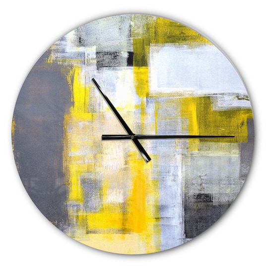 Designart Gray & Yellow Blur Abstract Modern Wall Clock